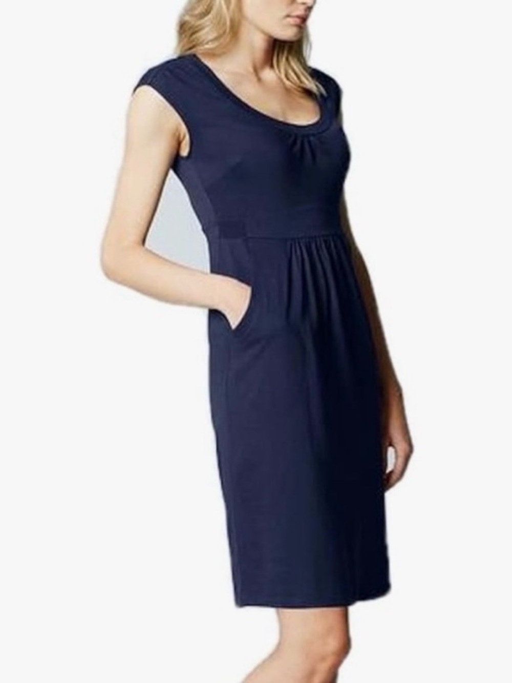 Boden Margot Navy Blue Jersey Knit Dress - Size 8P - Pockets